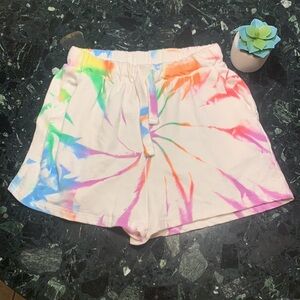🌹 West & Peach • LOVE VINTAGE (NWT) High Rise Tie Dye Rainbow Shorts